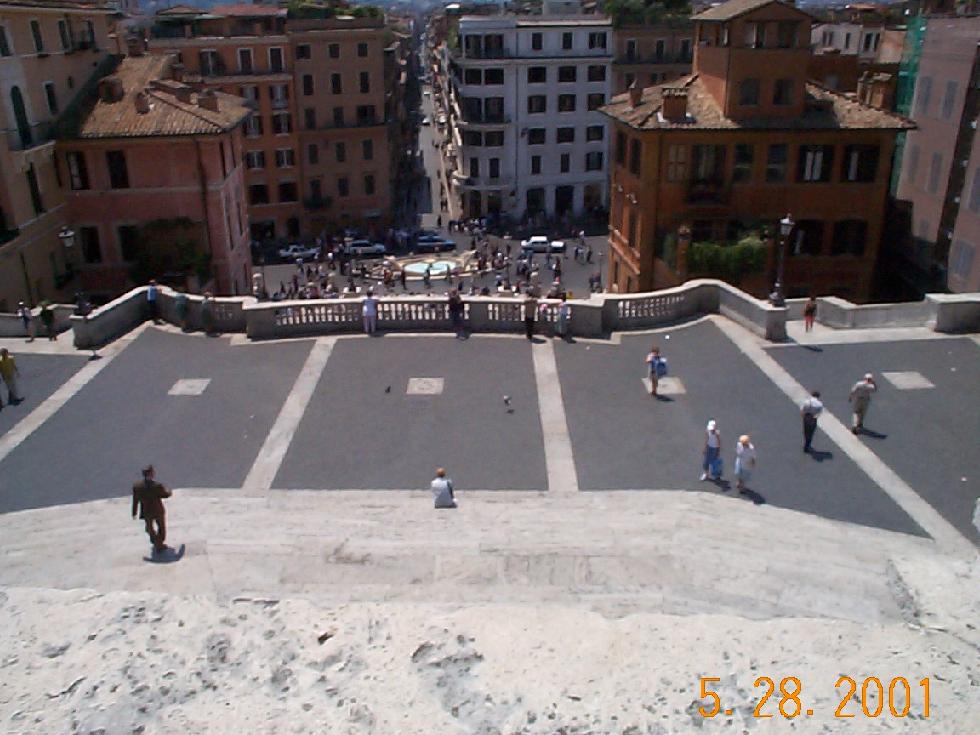 Looking down the scalinata at Piazza di Spagna and Via Condotti